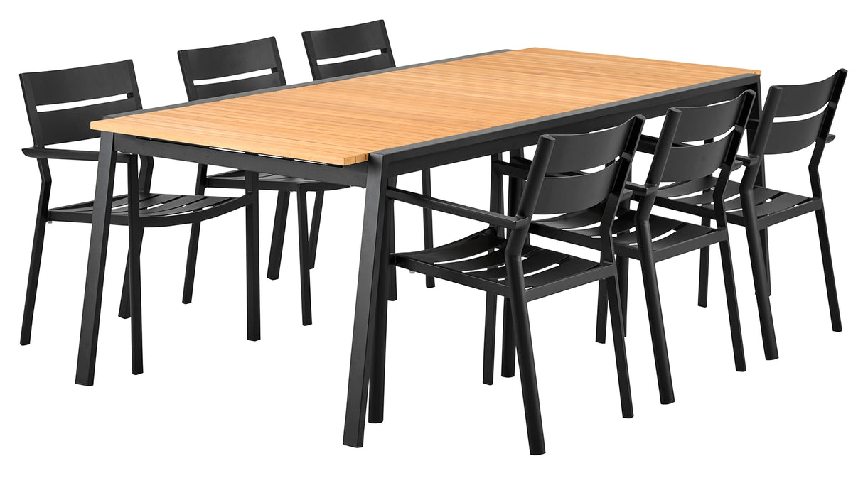 Naos Matgrupp 100x220-320 cm ink Delia Karmstolar Svart/Teak