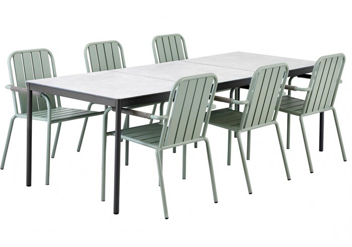 Nox Matgrupp 240x90 cm ink 6st Innes Karmstolar Dusty Green