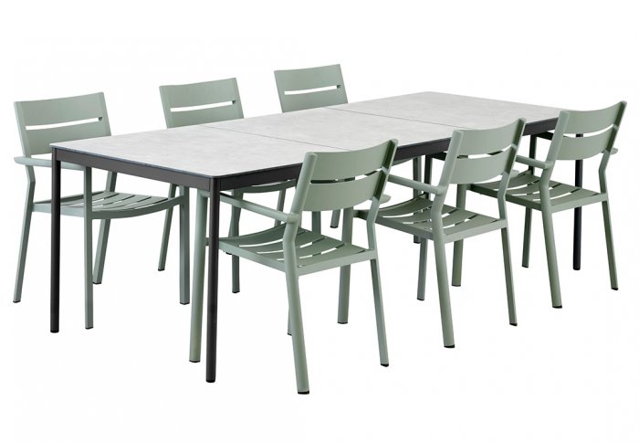 Nox Matgrupp 240x90 cm ink 6st Delia Karmstolar Dusty Green
