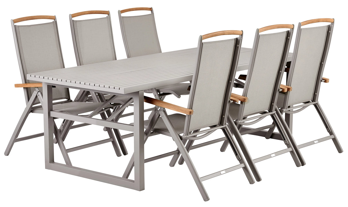 Vevi Matgrupp 230x95 cm Khaki ink 6st Andy Positionsstolar