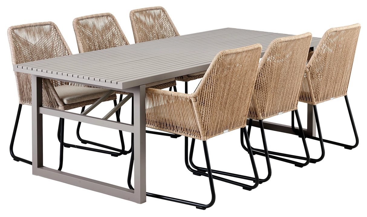 Vevi Matgrupp 230x95 cm Khaki ink 6st Midway Karmstolar