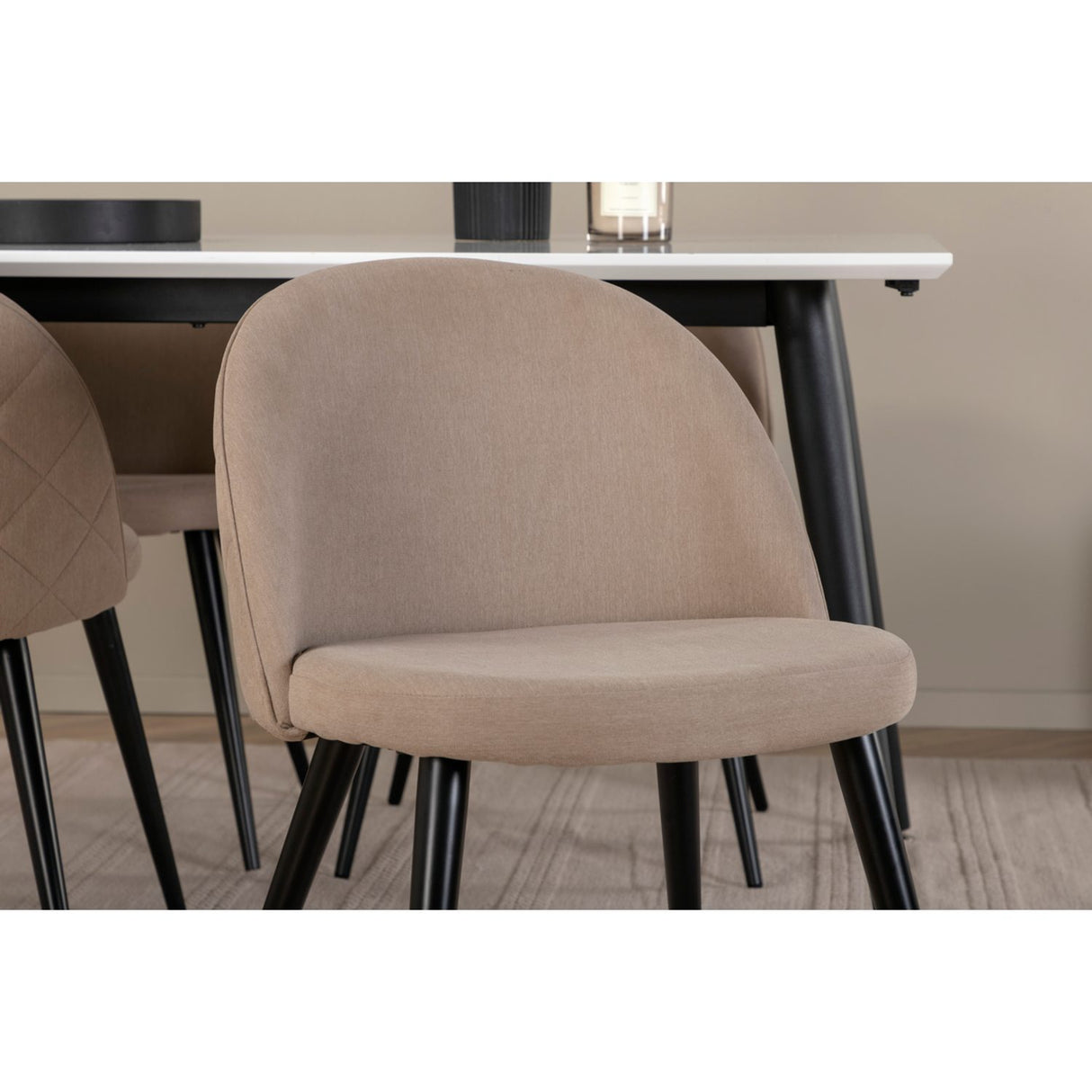 Jimmy, Velvet Rektangulär matgrupp Beige, Svart, Svart,Vitt, 150 x 90