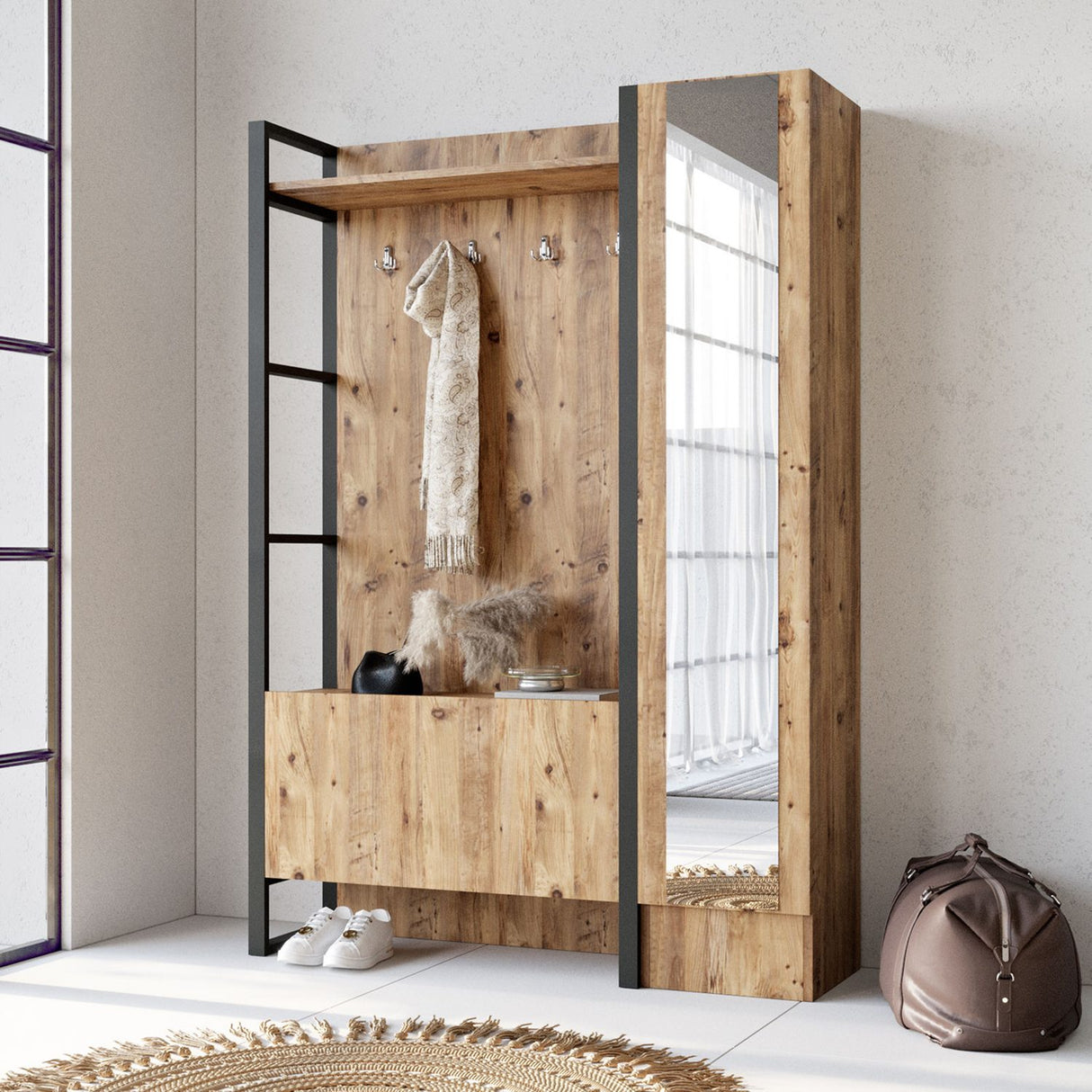 Libreville Pro (125,5 x 180 x 34 cm) atlantisk furu Hallställ