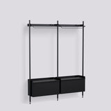 Pier System 1002 2 sektioner 162 × 34 × 209 cm Hyllsystem PS Black, Black – anodiserad aluminium