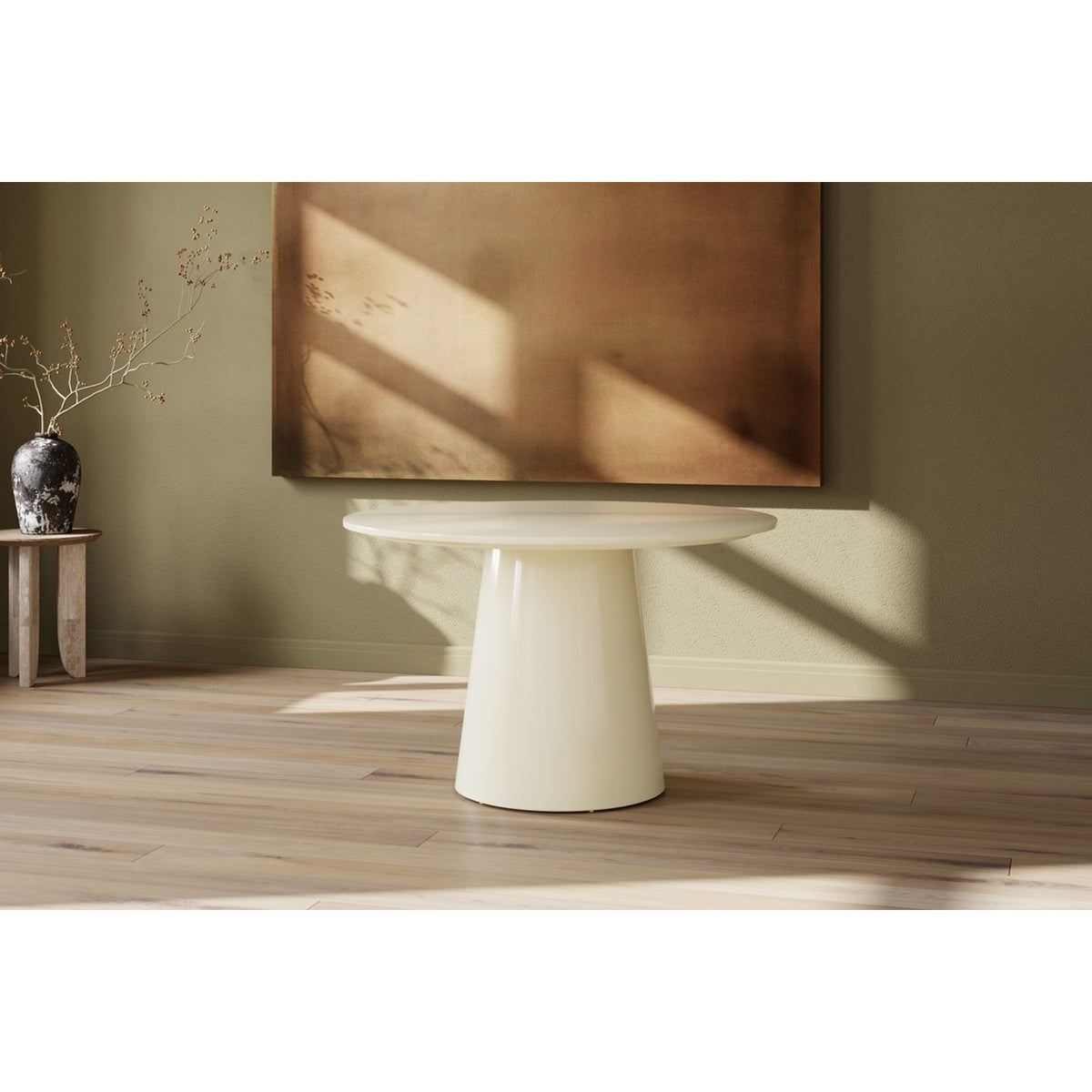 Lanzo Runt matbord Beige, Beige, MDF