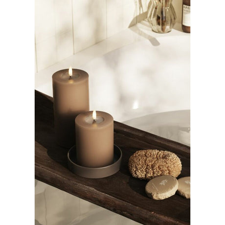 LED 7,5x10 cm Blockljus Mocca