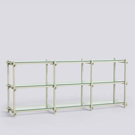 Woody låg Hylla Smokey grey – bok, Klart glas