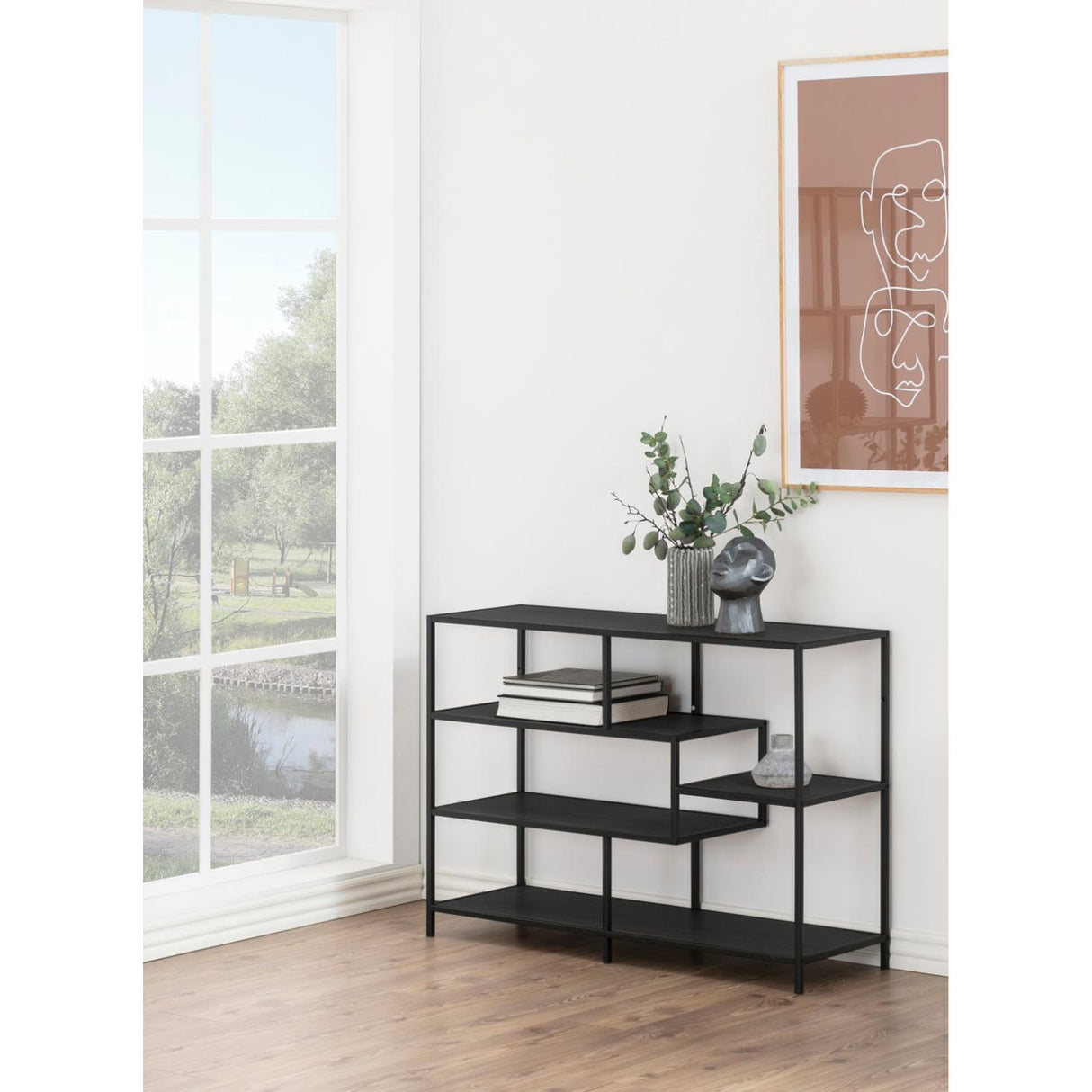 Seaford Bokhylla 78x114x35 cm Svart