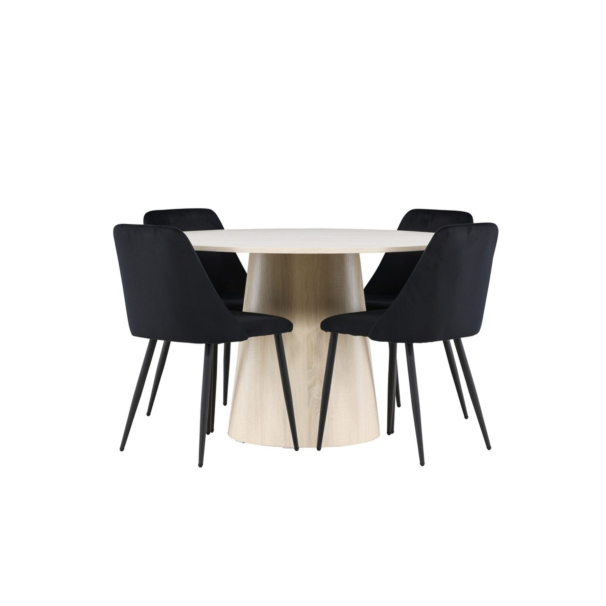 Lanzo, Night Rund matgrupp Svart, Vitputsad, 4st