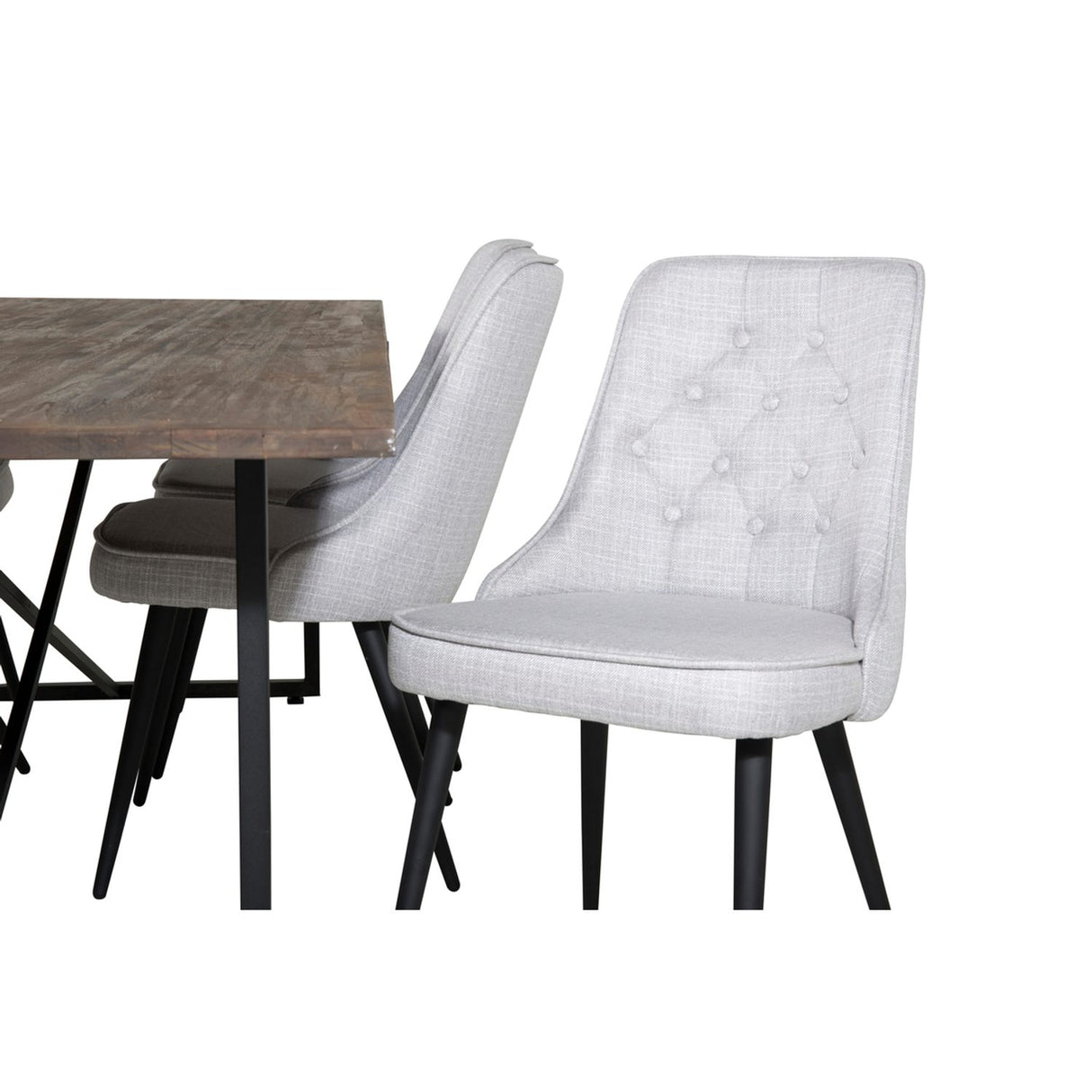 Padang, Velvet Deluxe Rektangulär matgrupp Svart,Ljusgrå, Svart,Natur, 250 x 100