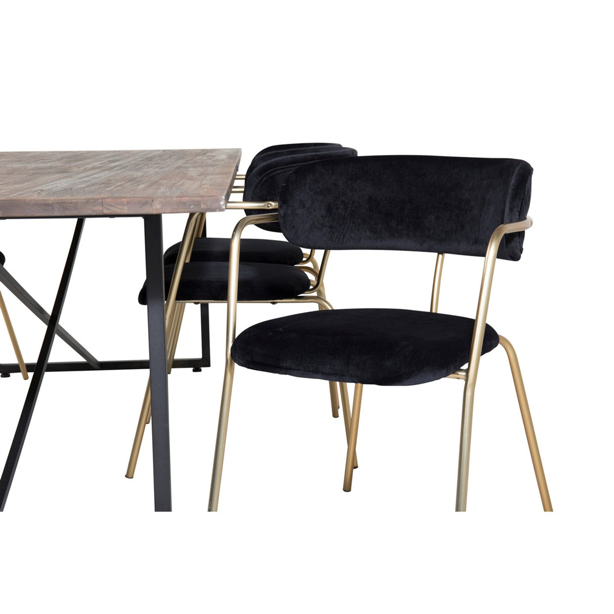 Padang, Arrow Rektangulär matgrupp Svart,Guld, Svart,Natur, 250 x 100