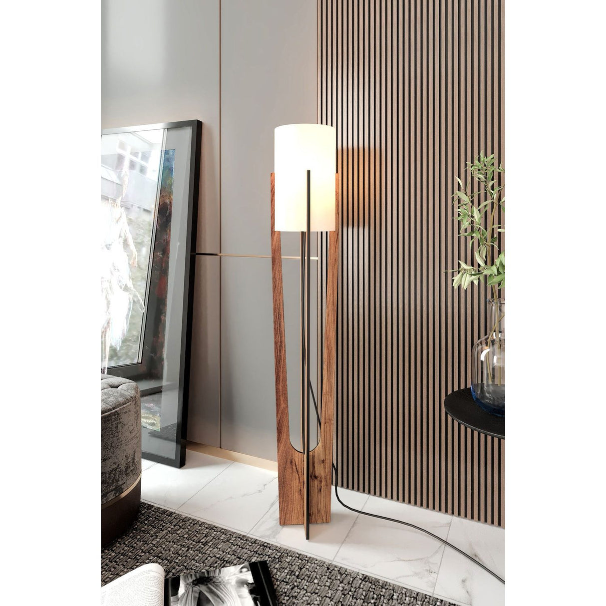 Minimalistisk (H 135 cm) Golvlampa Valnöt