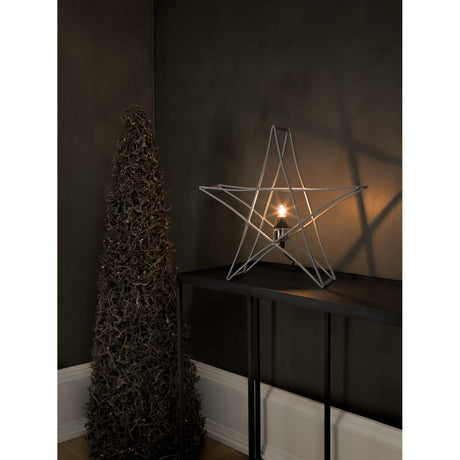 Stående Metall 40x40 cm E14 Svart Kabel Julstjärna Inne Silver