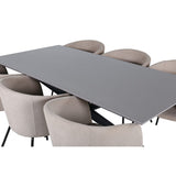 Piazza, Berit Rektangulär matgrupp Beige, Svart, Svart, mörkgrå, 180 x 90