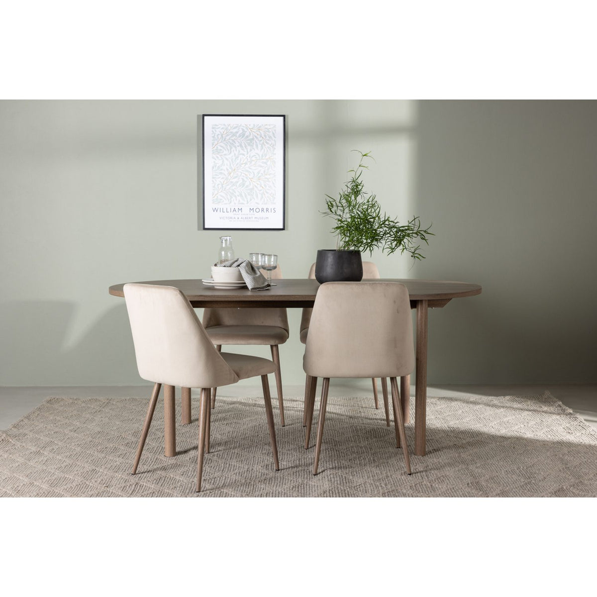 Andy, Night Oval matgrupp Valnöt, Beige, Natur, 180 x 90