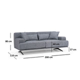 Bentley 2 Seater (200 x 110 x 80 cm) 2-sitssoffa Grå