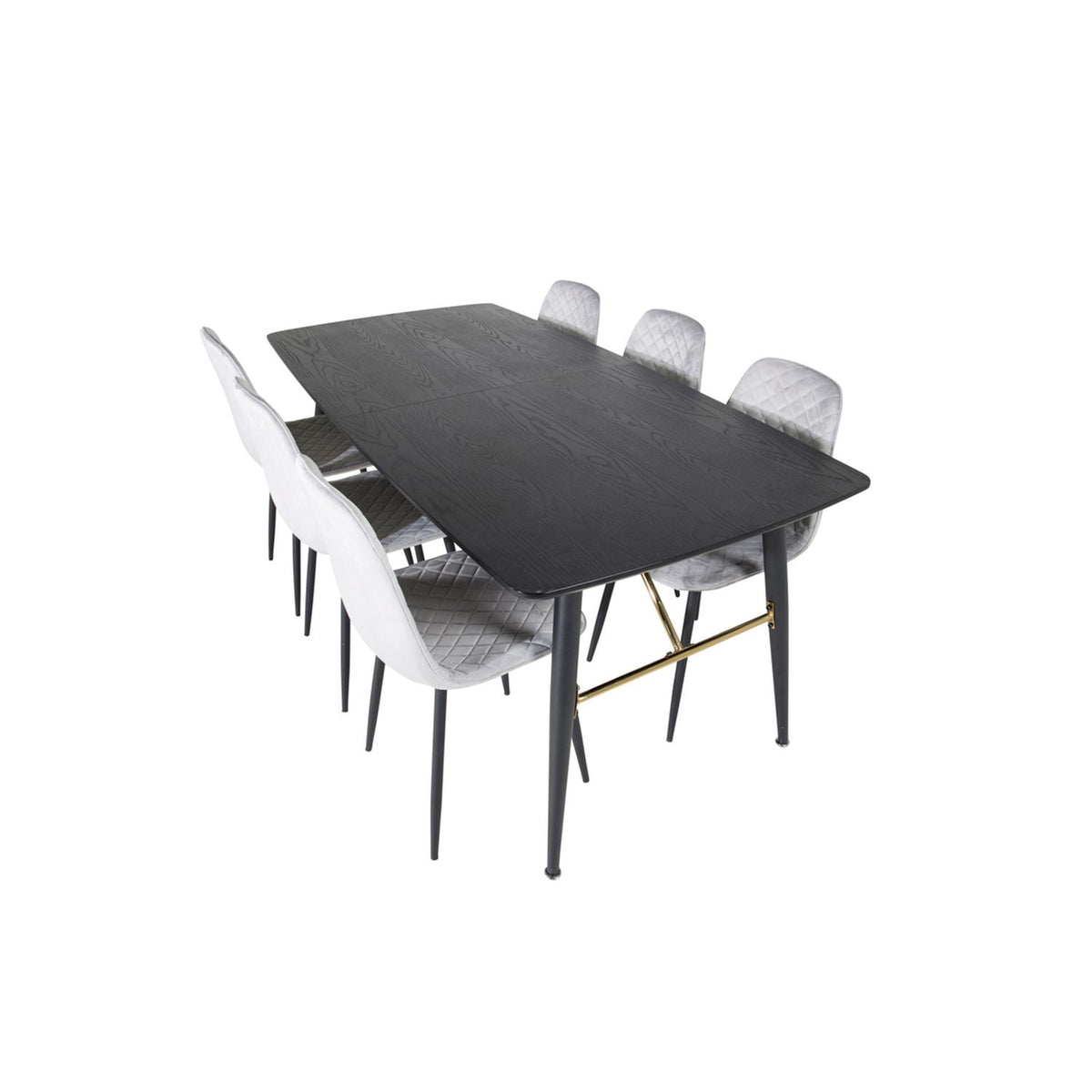 Gold, Polar Rektangulär matgrupp Svart,Grå, Svart, 180 x 85