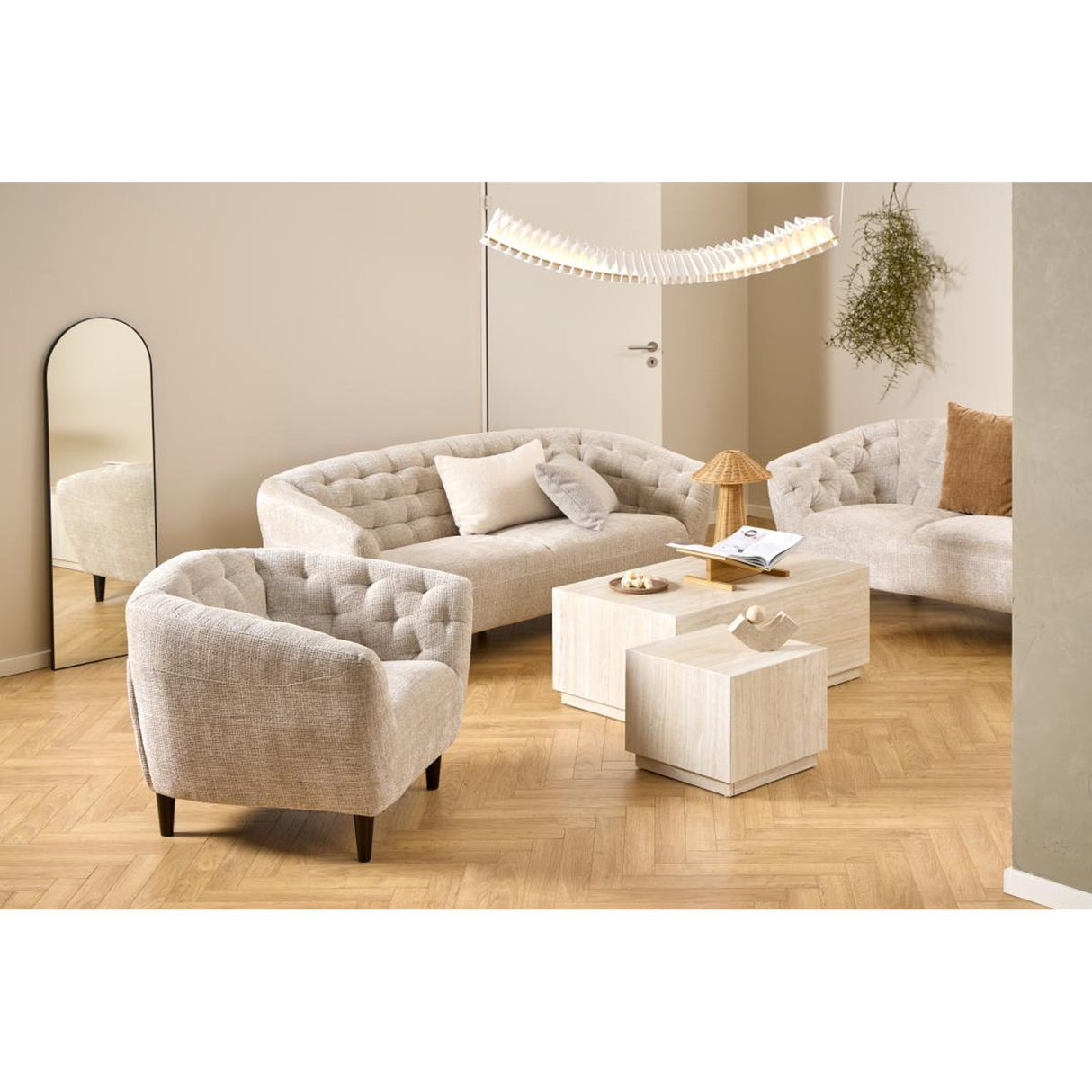 Ria 2-sits Juto tyg Beige