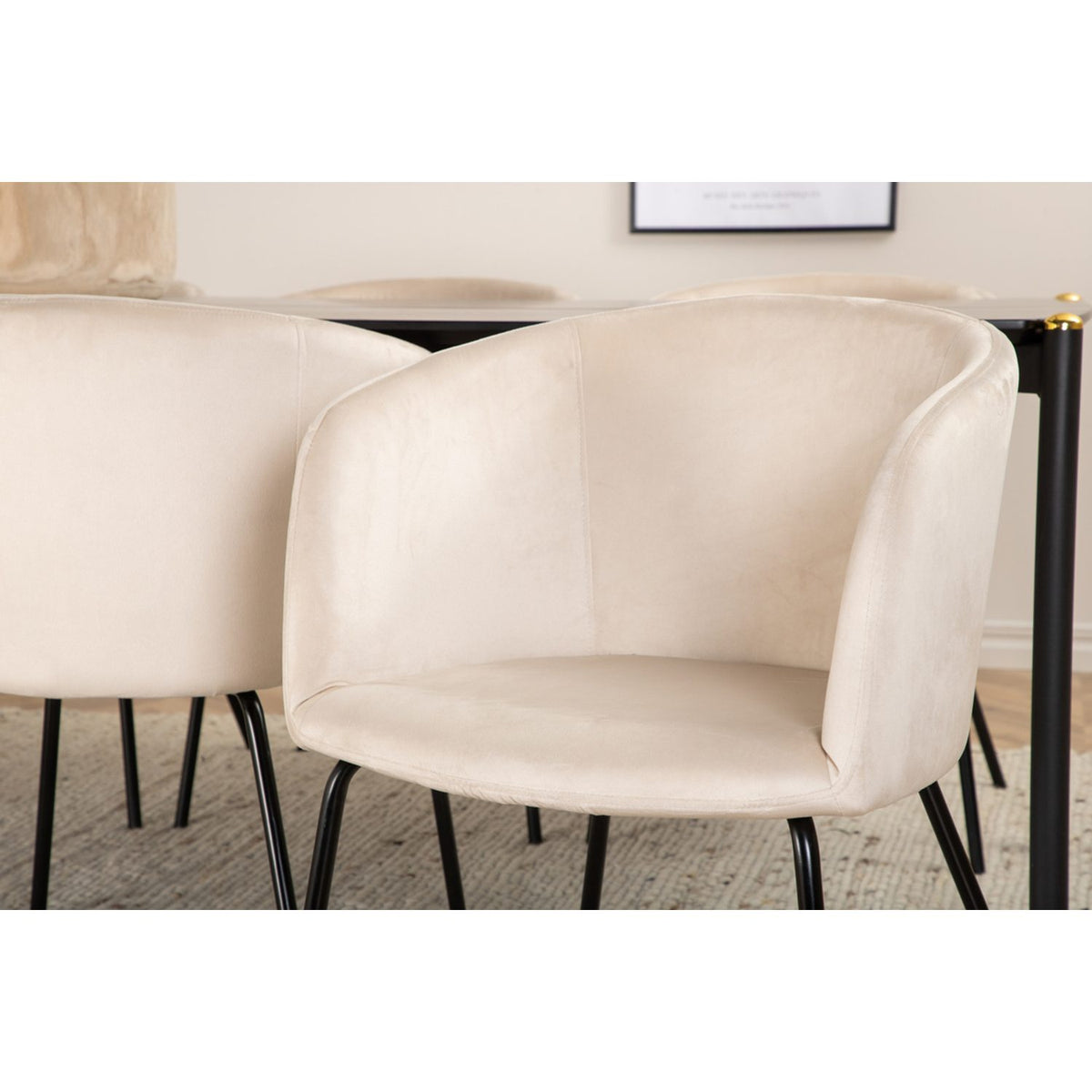 Pelle, Berit Rektangulär matgrupp Beige, Svart, Svart, 190 x 90