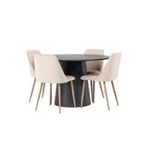 Lanzo, Night Rund matgrupp Valnöt, Beige, Mocka, ⌀120