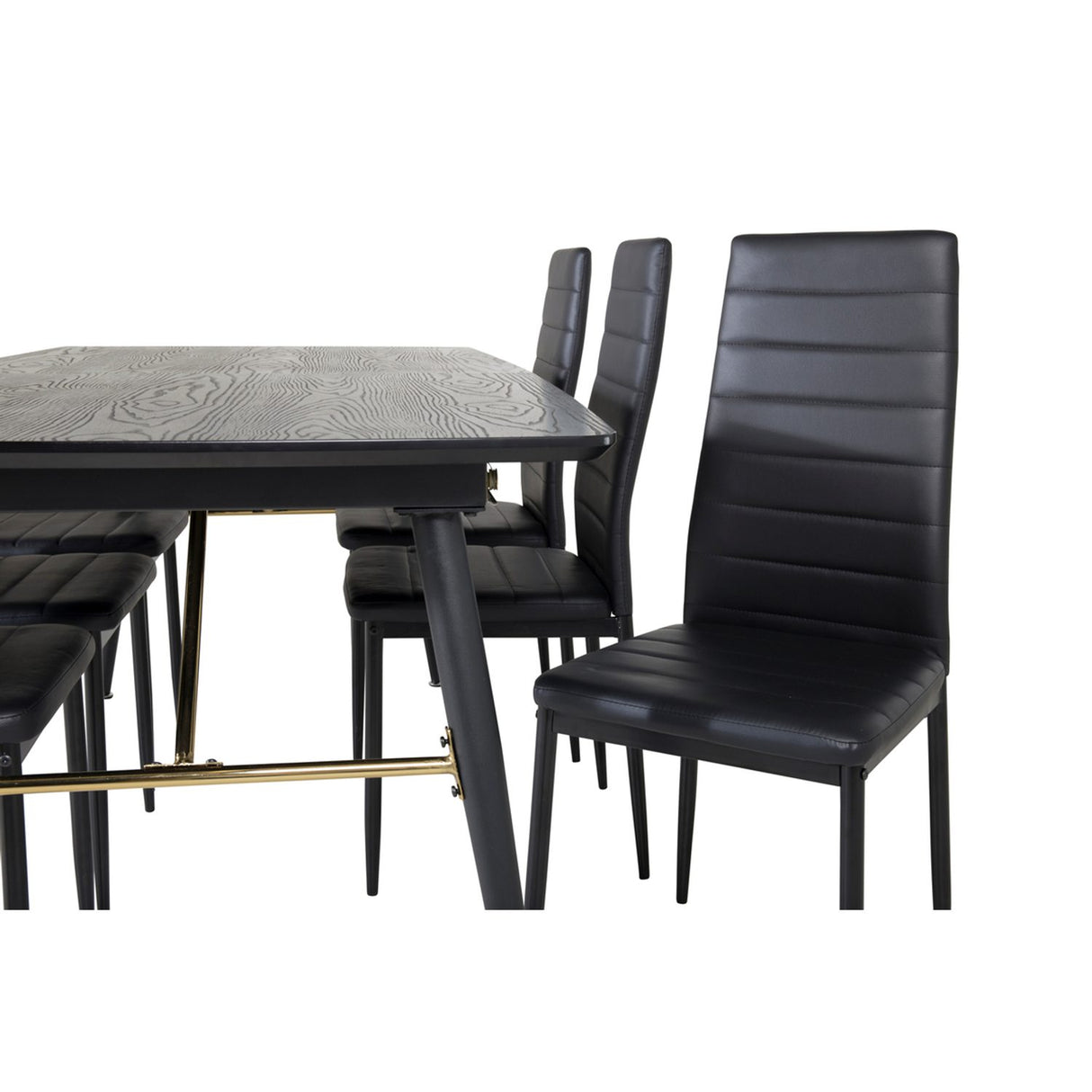 Gold, Slim Rektangulär matgrupp Svart, Svart, 180 x 85