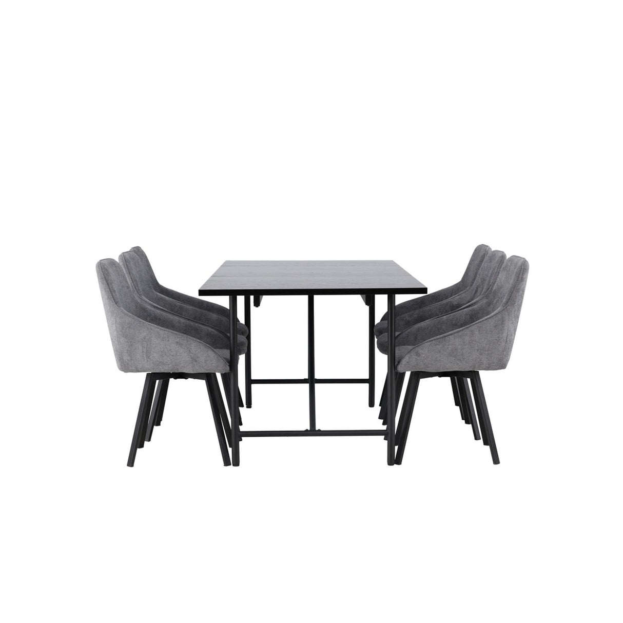 Astrid, Rosie Rektangulär matgrupp Svart,Grå, Svart, 200 x 90