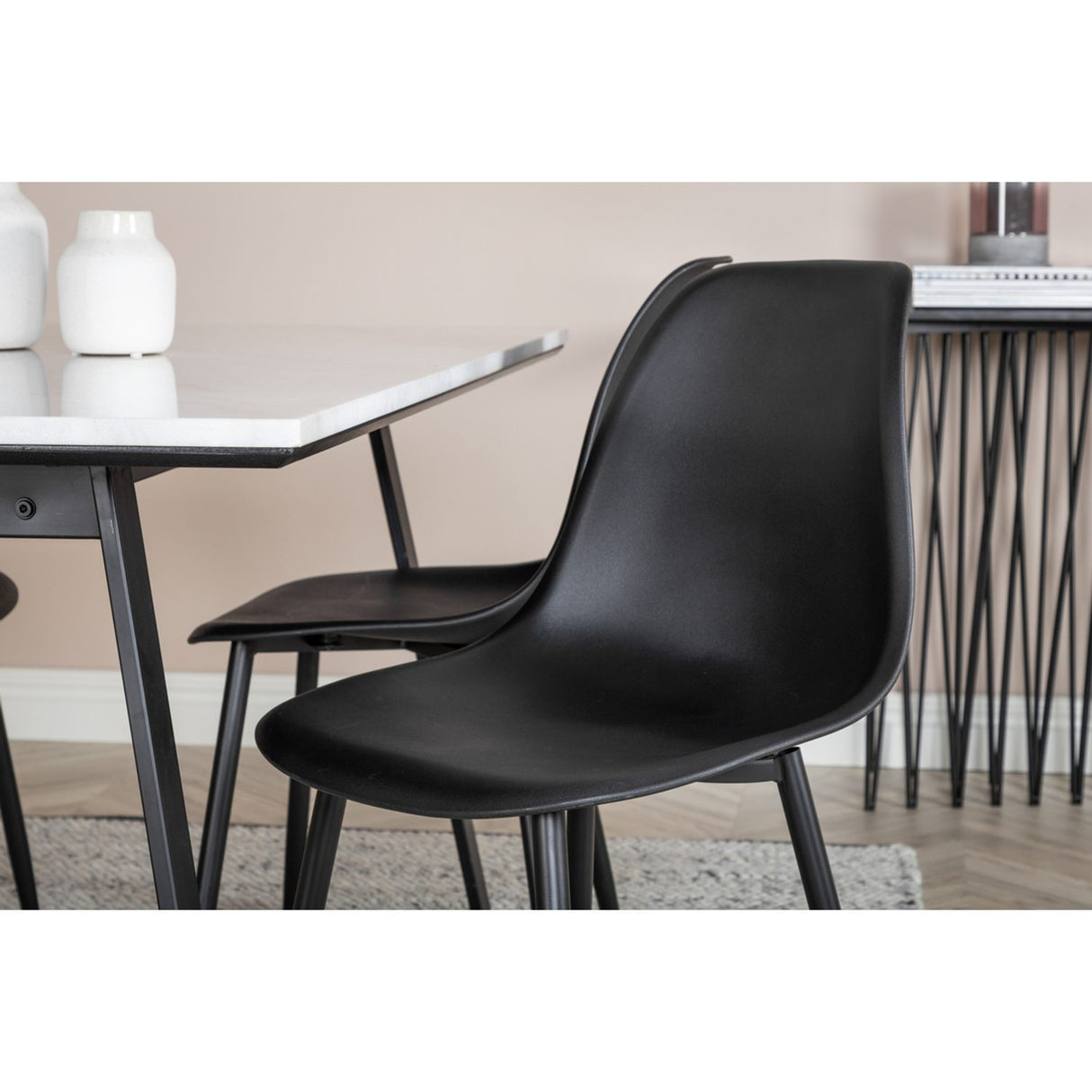 Estelle, Polar Rektangulär matgrupp Svart, Svart, vit, 140 x 90