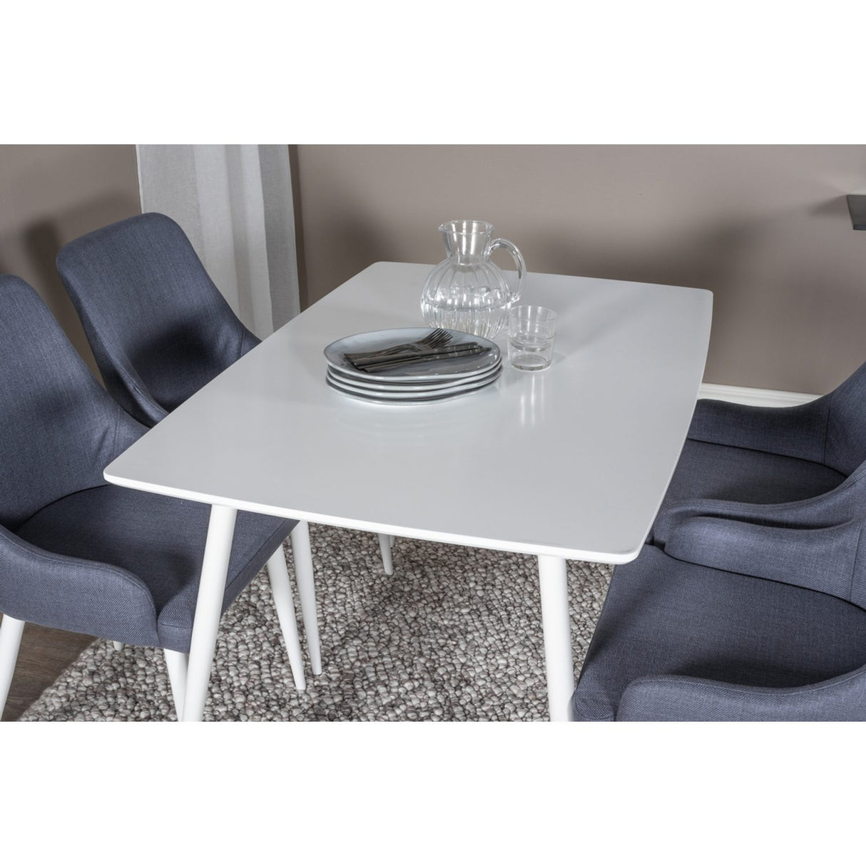 Polar, Plaza Rund matgrupp Blå,Vit, Vit, 120 x 75