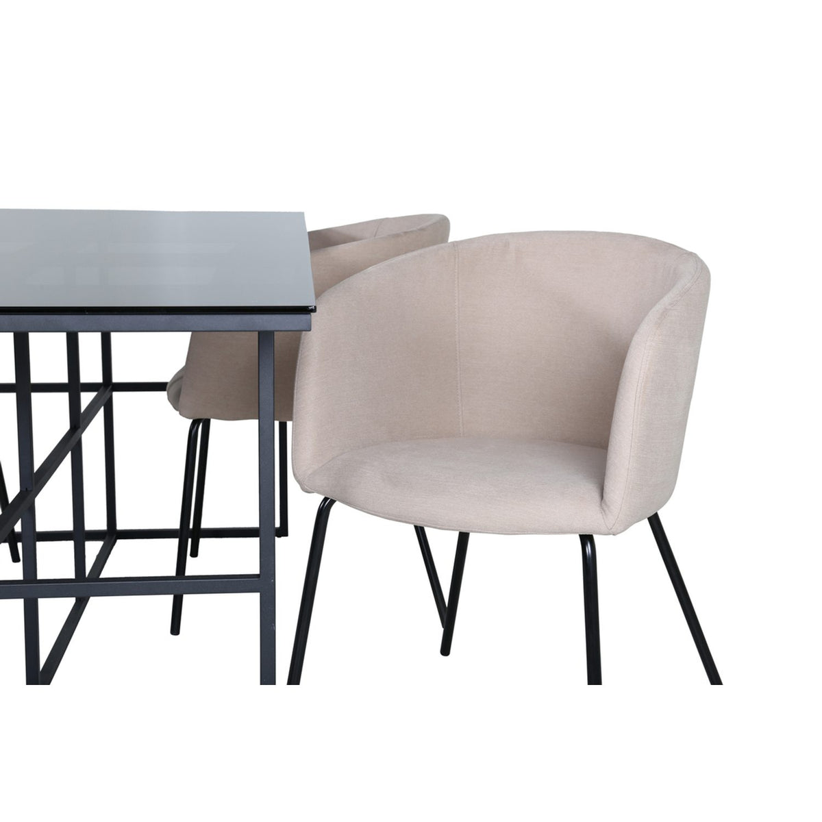 Leif, Berit Rektangulär matgrupp Beige, Svart, Svart, 200 x 90