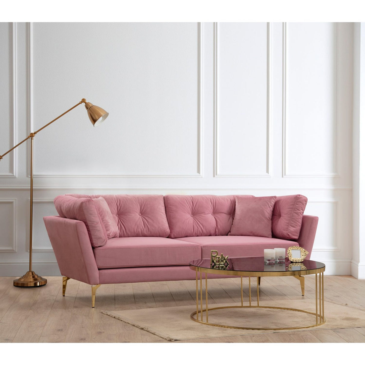 Maputo (214 x 90 x 84 cm) 3-sitssoffa Dusty Rose