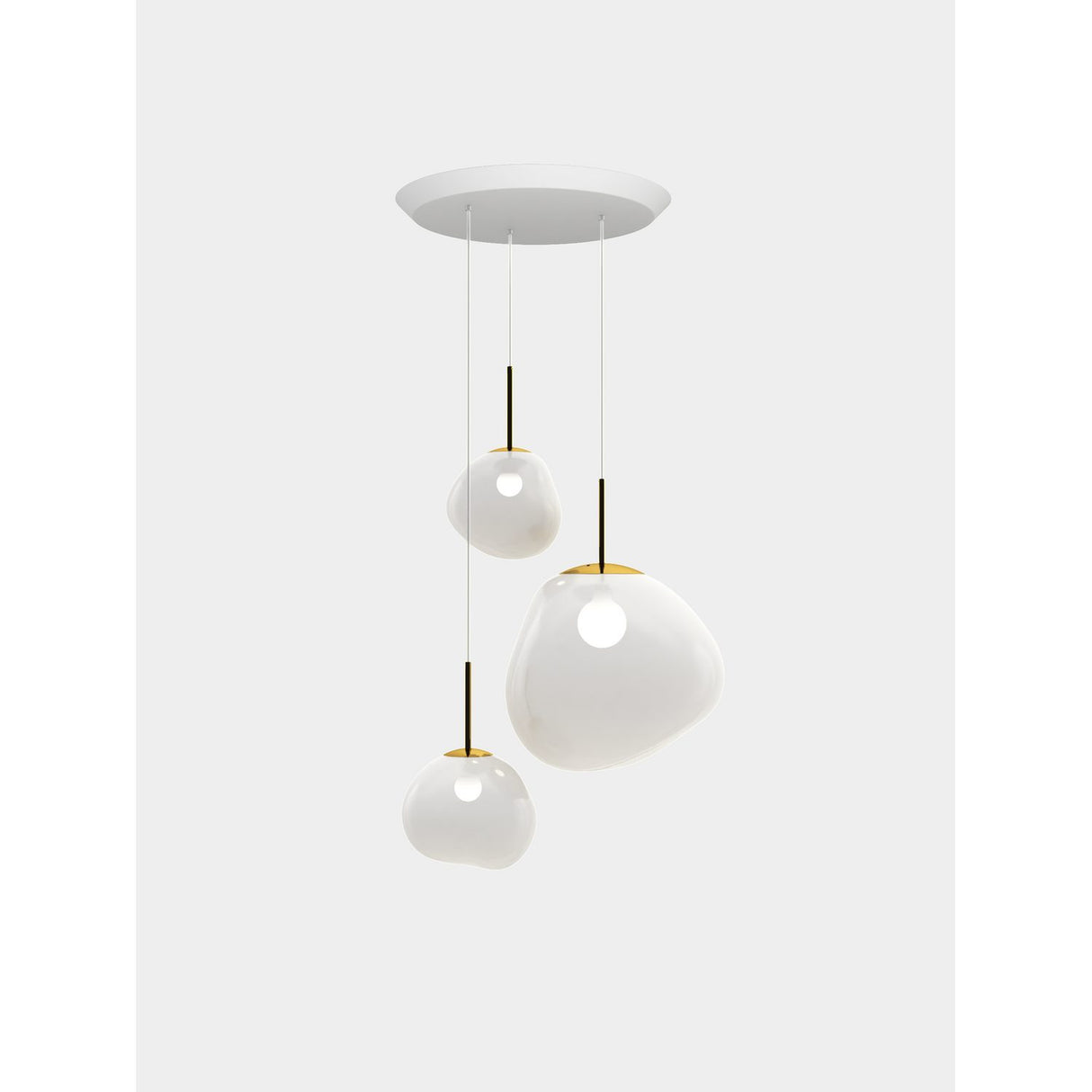 Melt Trio Round Pendelsystem Opalescent, Gold