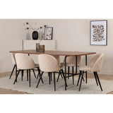 Uno, Velvet Rektangulär matgrupp Beige, Svart, Svart,Natur, 200 x 90