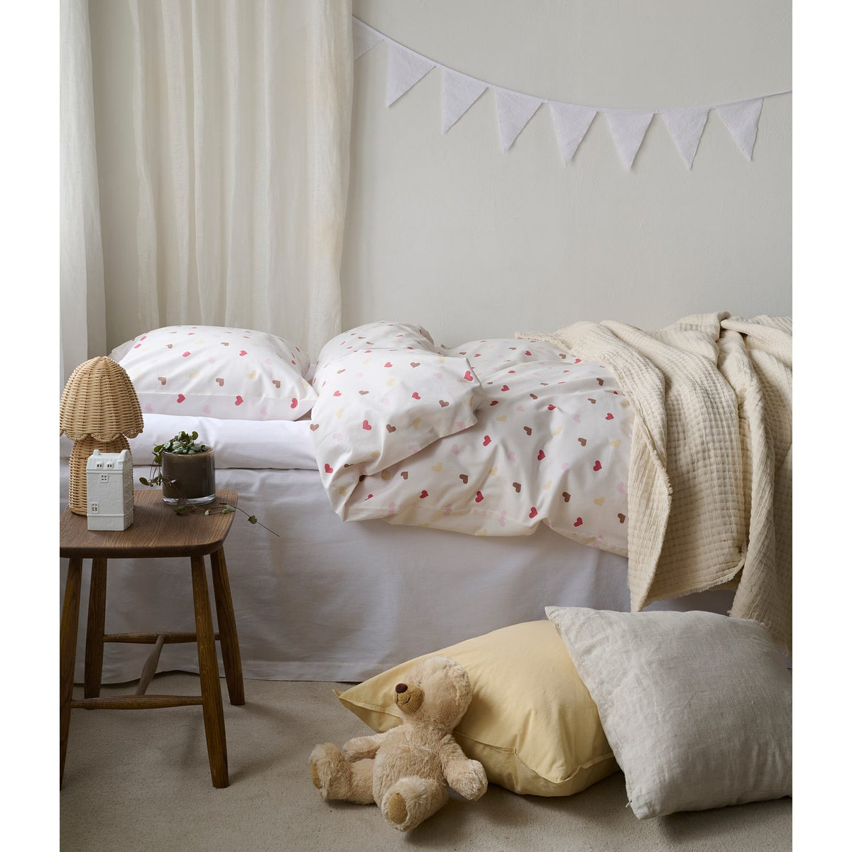 2-Dels Set Hjärtrud Påslakanset Enkelsäng Beige
