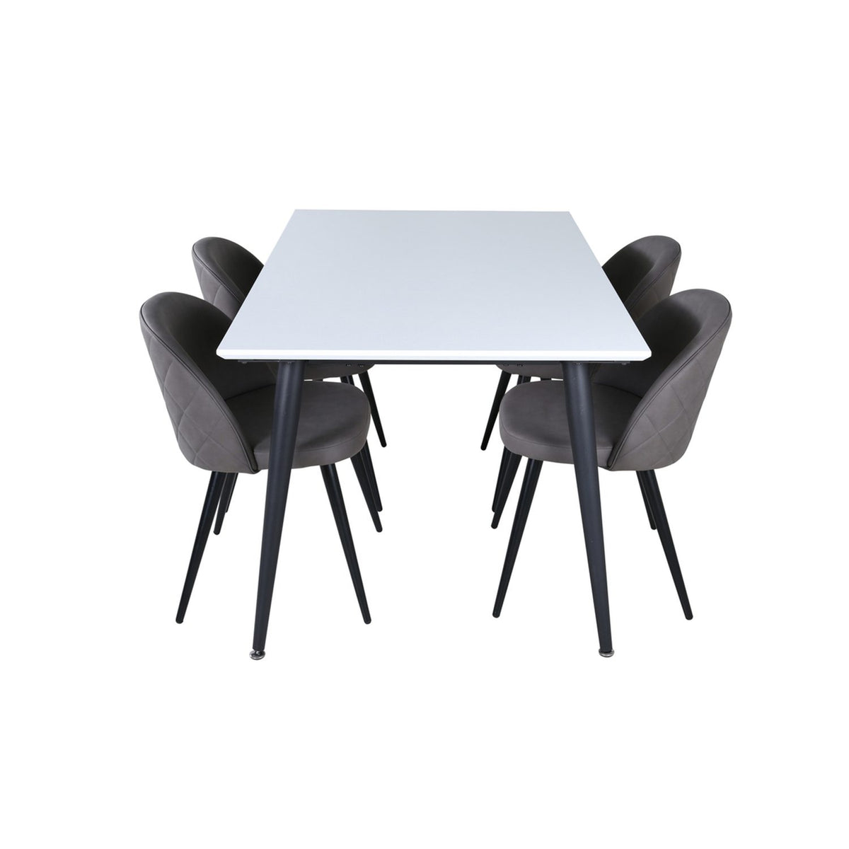 Jimmy, Velvet Rektangulär matgrupp Svart,Grå, Svart,Vitt, 150 x 90