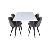 Jimmy, Velvet Rektangulär matgrupp Svart,Grå, Svart,Vitt, 150 x 90