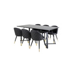 Marina, Velvet Rektangulär matgrupp Svart,Guld, Svart, 180 x 90