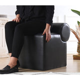 Rohin Läderpuff (53 x 49 x 53 cm) Svart Sittpuff