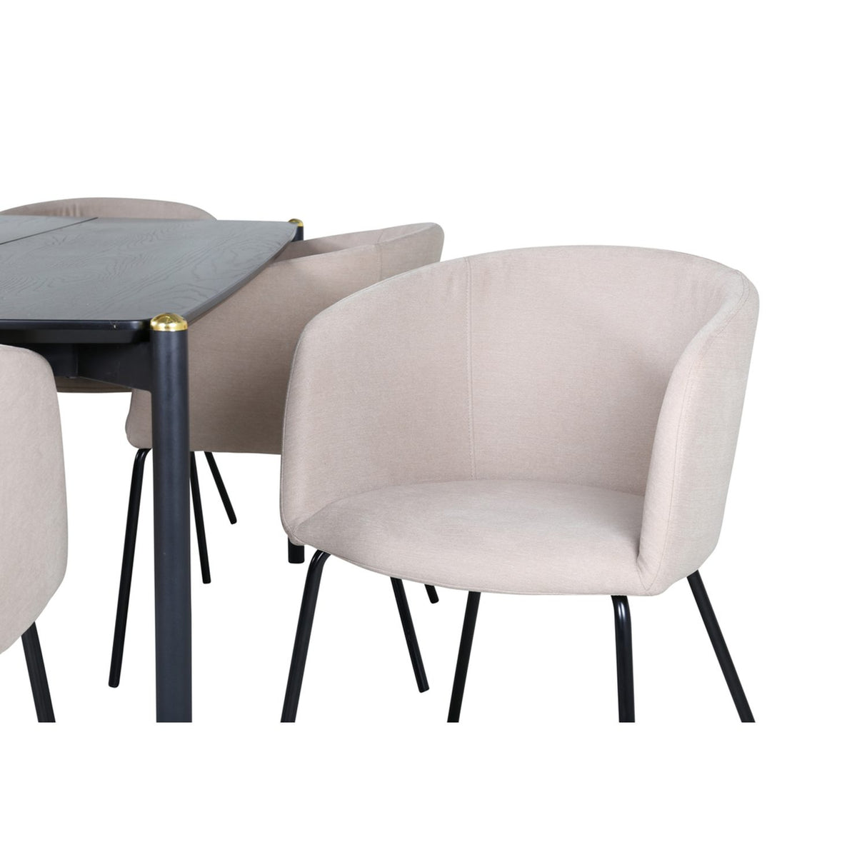 Pelle, Berit Rektangulär matgrupp Beige, Svart, Svart, 190 x 90