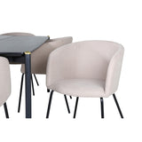 Pelle, Berit Rektangulär matgrupp Beige, Svart, Svart, 190 x 90