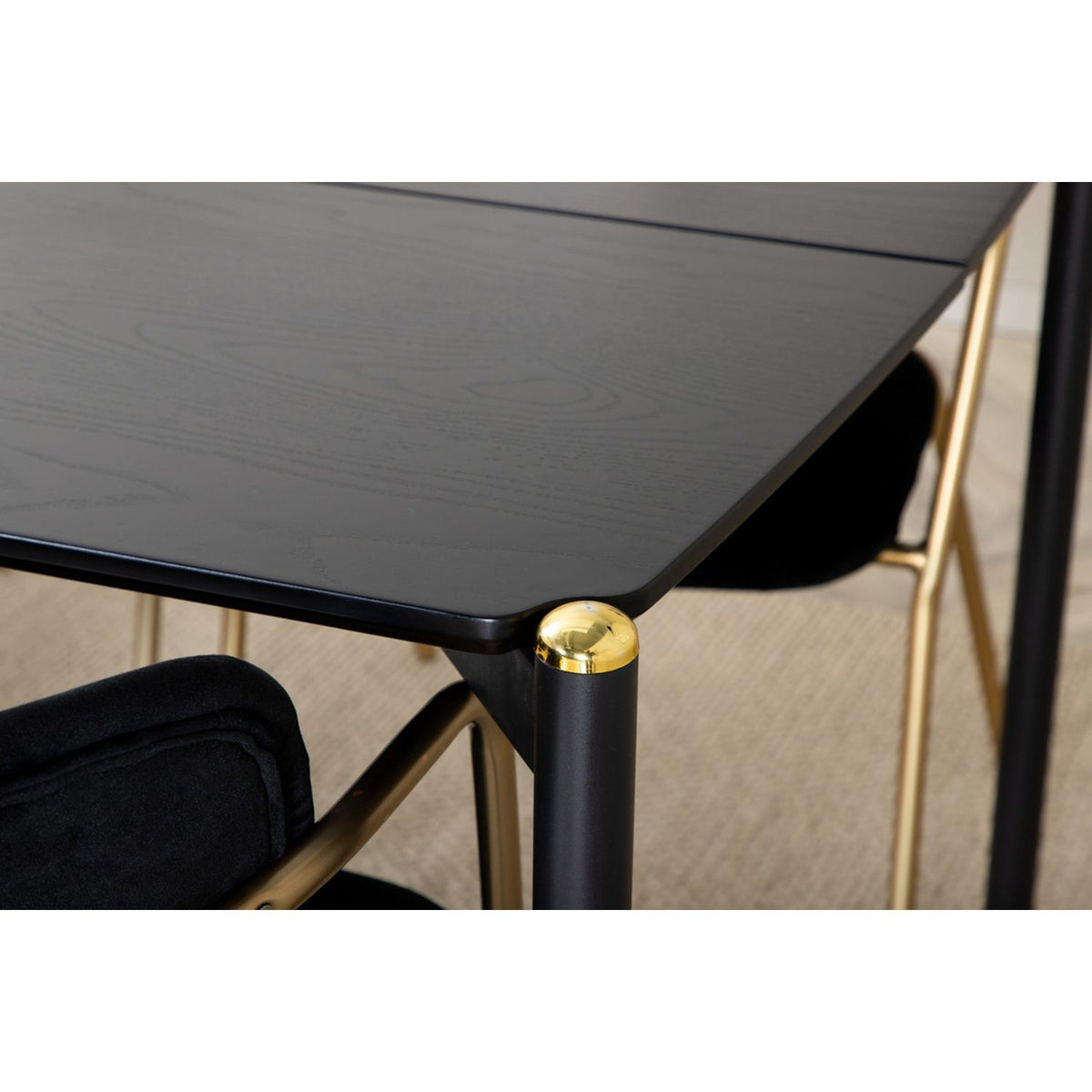 Pelle, Arrow Rektangulär matgrupp Svart, guld, Svart, 190 x 90