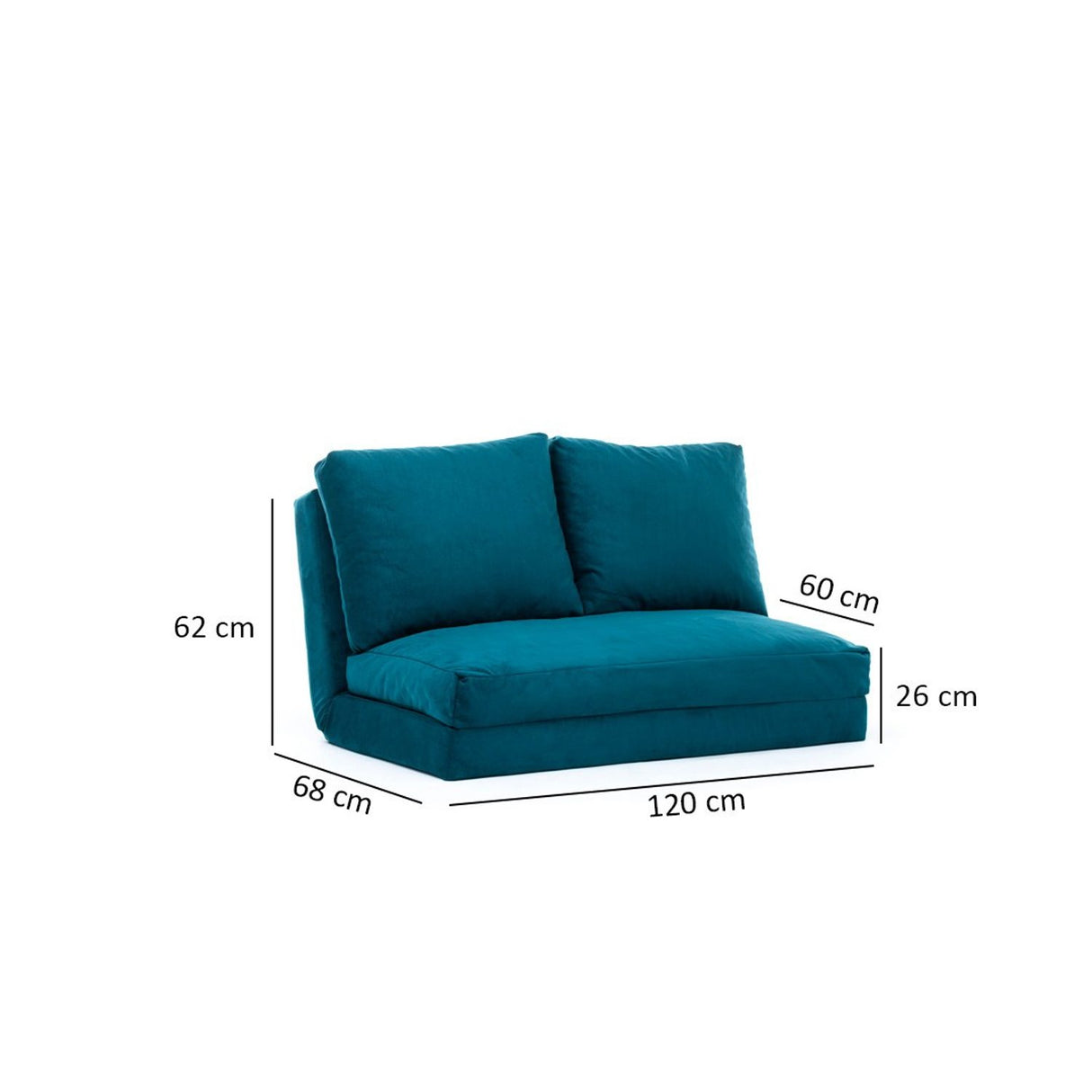 Malabo (32 x 127 x 120 cm) 2-sits bäddsoffa Petroleumgrön