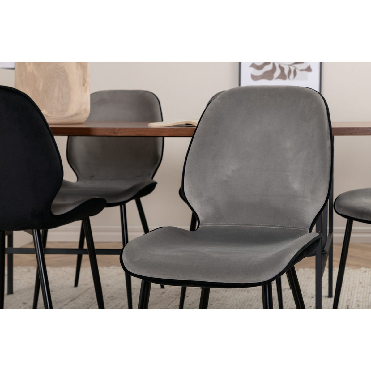 Uno, Emma Rektangulär matgrupp Svart,Grå, Svart,Natur, 200 x 90