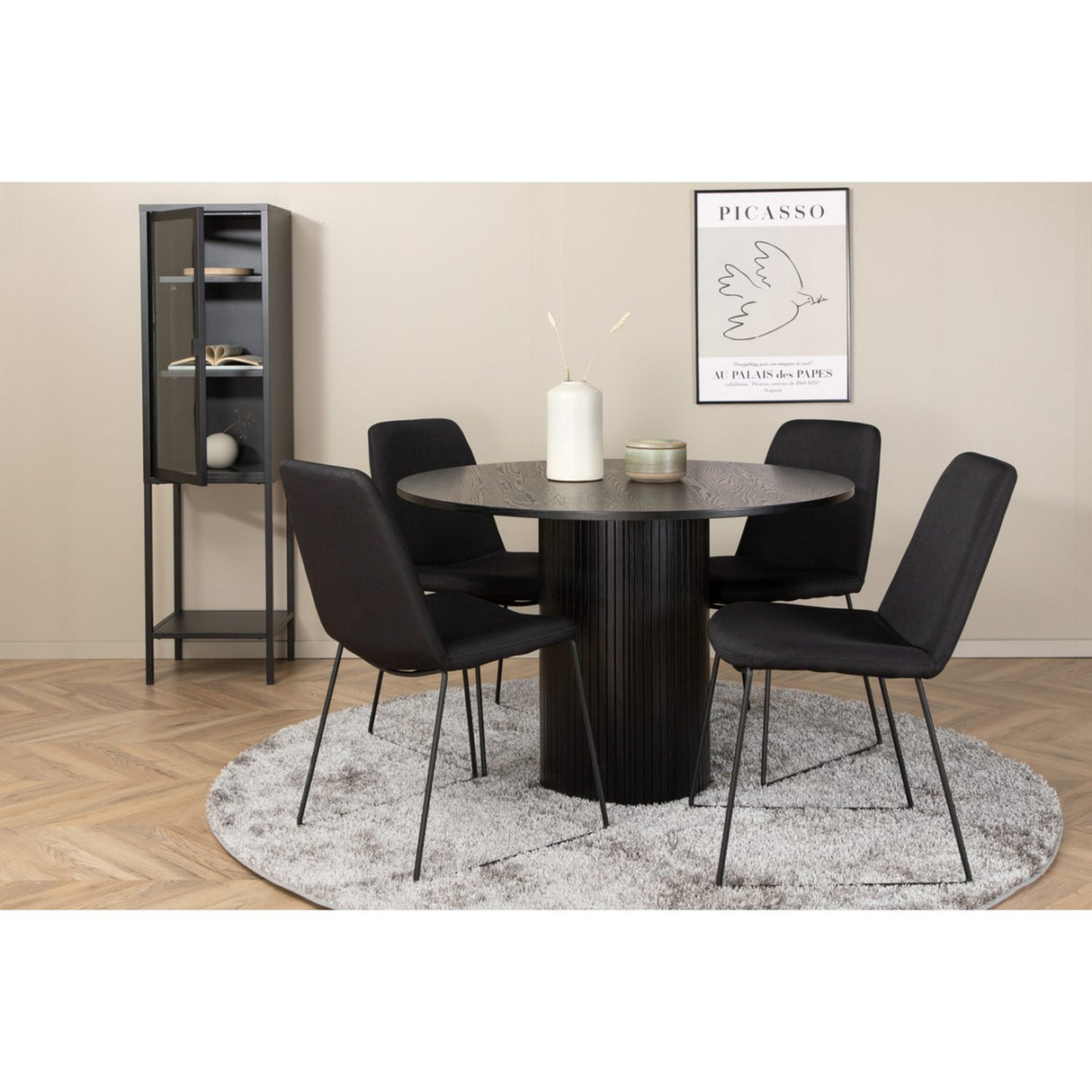 Bianca, Muce Rund matgrupp Svart, Svart, 4st