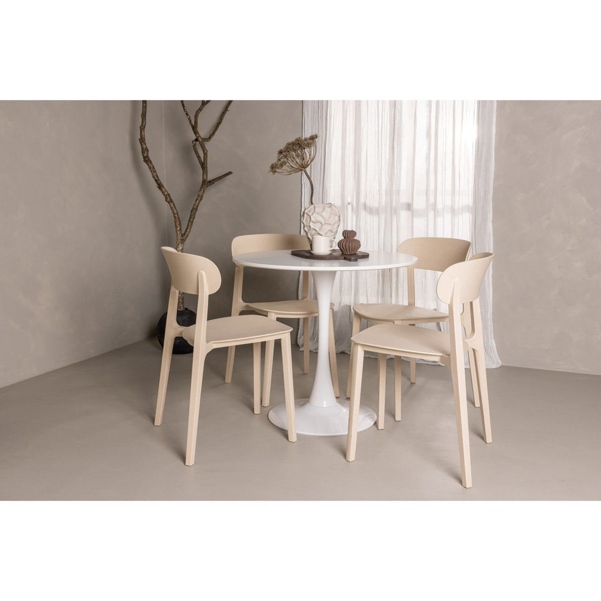 Hamden, Åstol Rund matgrupp Beige, Vit, ⌀80