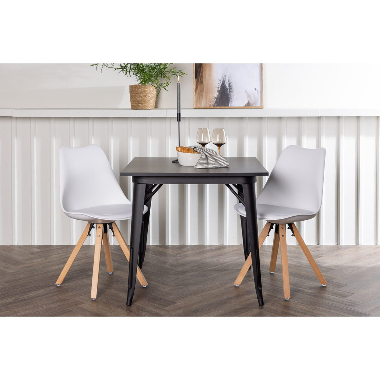 Tempe, Zeno Rektangulär matgrupp Natur, vit, Svart, 80 x 80