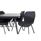 Gold, Gemma Rektangulär matgrupp Svart, Svart, 180 x 85