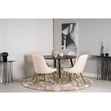 Dipp, Velvet Deluxe Rund matgrupp Beige,Guld, Svart, Guld, ⌀115