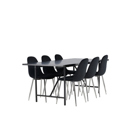 Astrid, Polar Rektangulär matgrupp Svart,Silver, Svart, 200 x 90