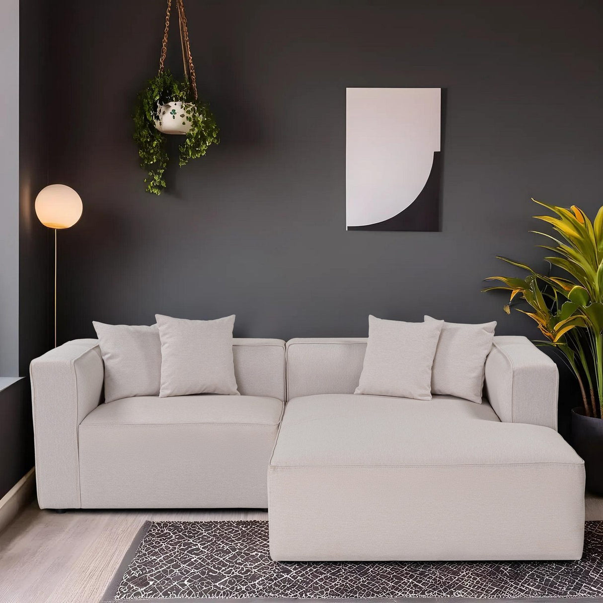 Chiang Mai XL hörn (230 x 69 x 180 cm) Hörnsoffa Ecru, Vänster