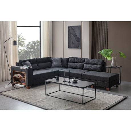 Porto (230 x 90 x 150 cm) Hörnsoffa-bäddsoffa Antracit, Vänster